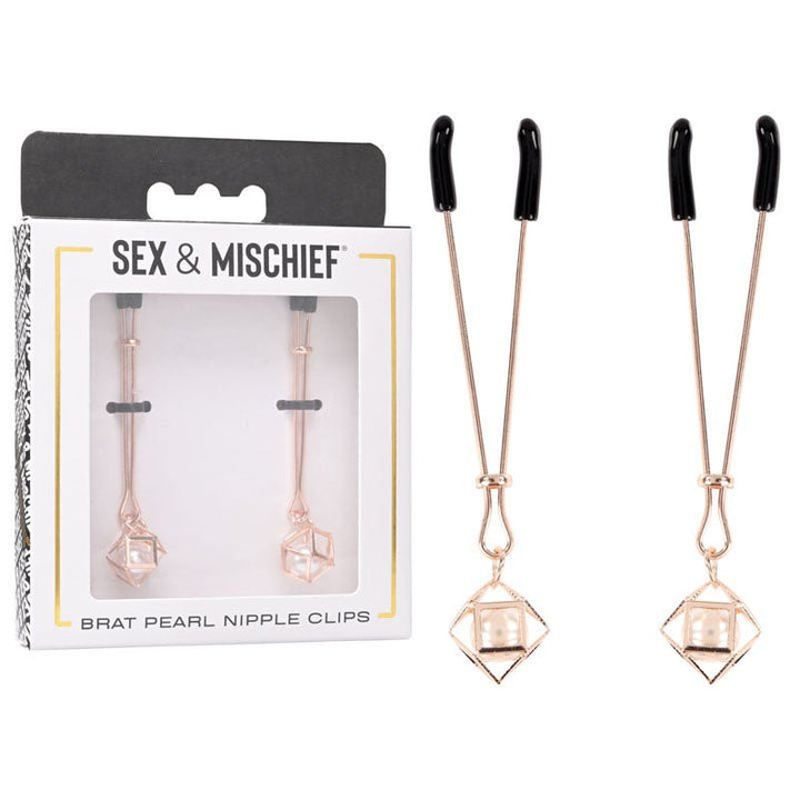 Sex & Mischief Brat Pearl Nipple Clips - Rose Gold