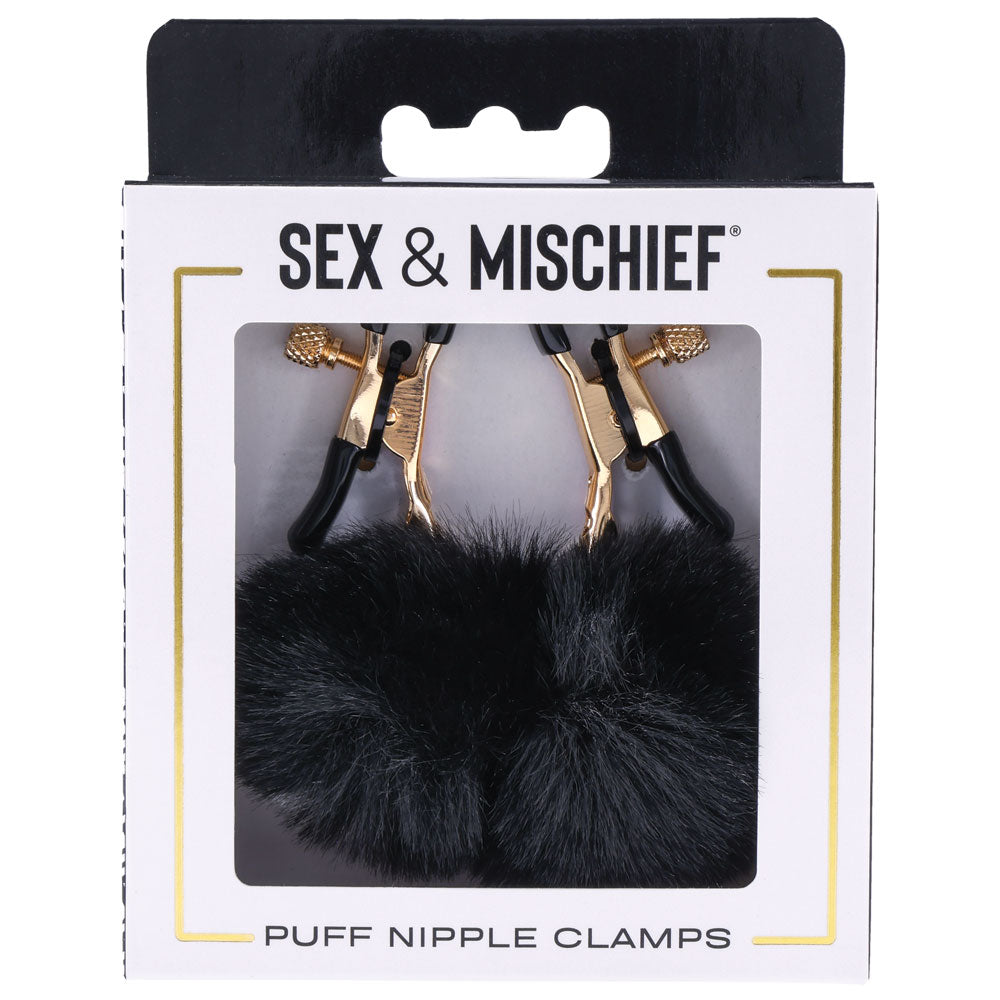 Sex & Mischief Puff Nipple Clamps - Black - Set of 2