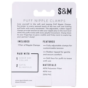 Sex & Mischief Puff Nipple Clamps - Black - Set of 2