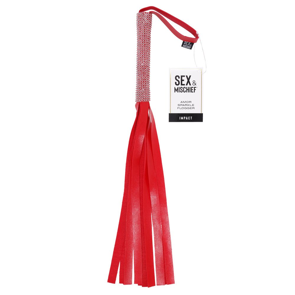 Sex & Mischief Amor Sparkle Flogger - Red