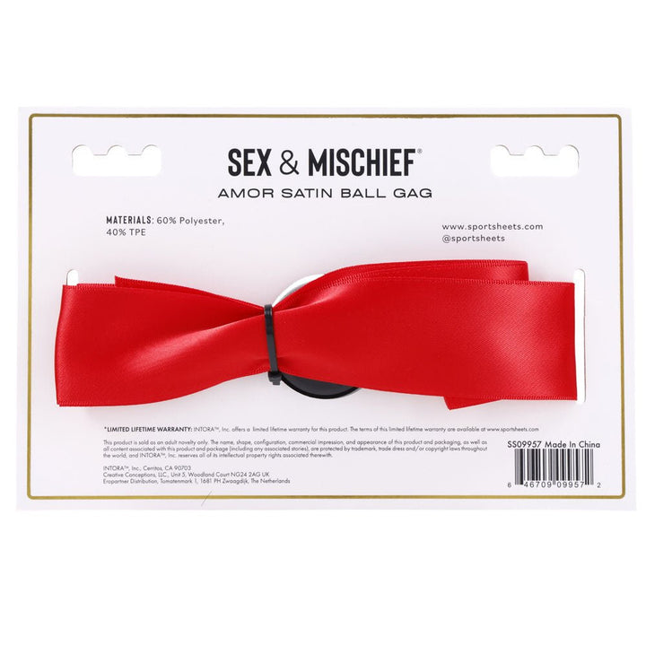 Sex & Mischief Amor Satin Ball Gag - Red