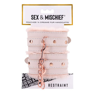 Sex & Mischief Peaches n CreaMe Fur Handcuffs - Peach