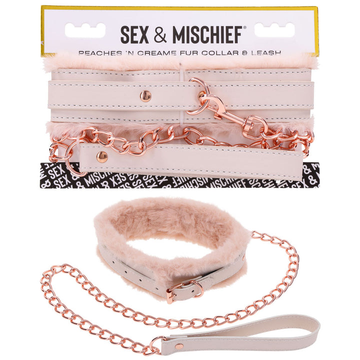 Sex & Mischief Peaches n CreaMe Fur Collar & Leash - Peach