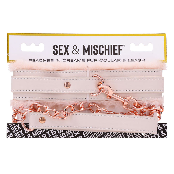 Sex & Mischief Peaches n CreaMe Fur Collar & Leash - Peach