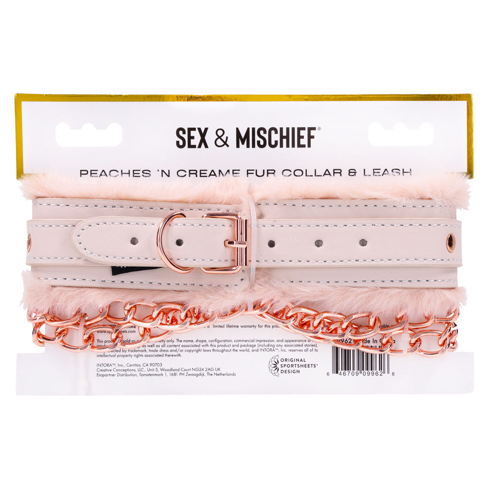 Sex & Mischief Peaches n CreaMe Fur Collar & Leash - Peach