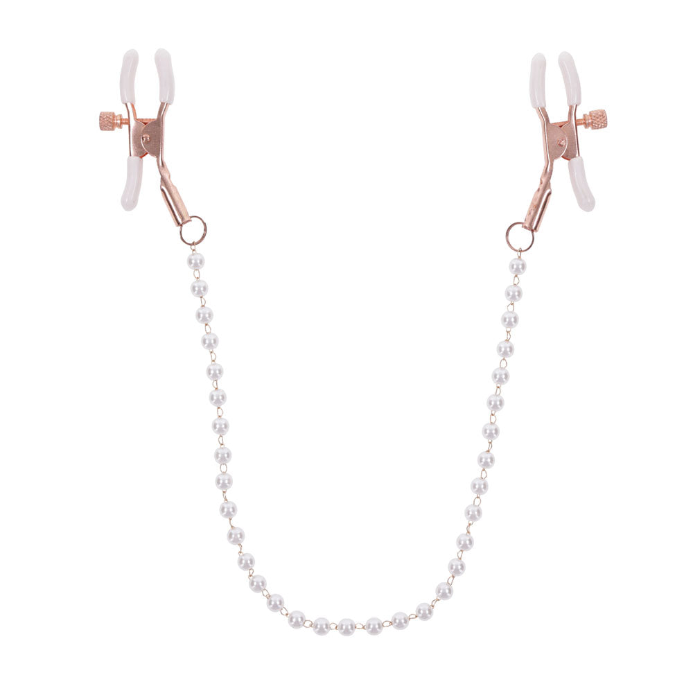 Sex & Mischief Peaches n CreaMe Pearl Nipple Clamps - Peach