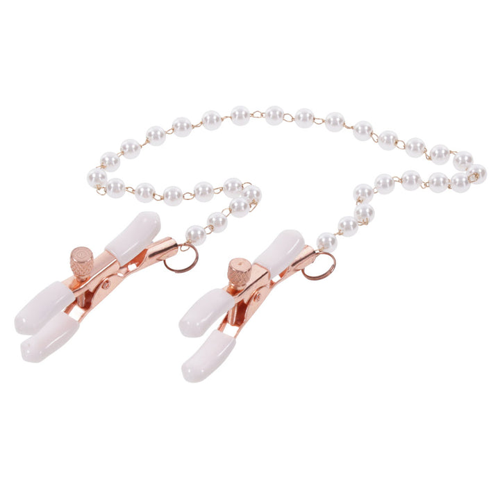 Sex & Mischief Peaches n CreaMe Pearl Nipple Clamps - Peach