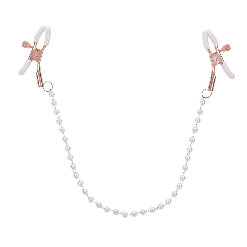 Sex & Mischief Peaches n CreaMe Pearl Nipple Clamps - Peach