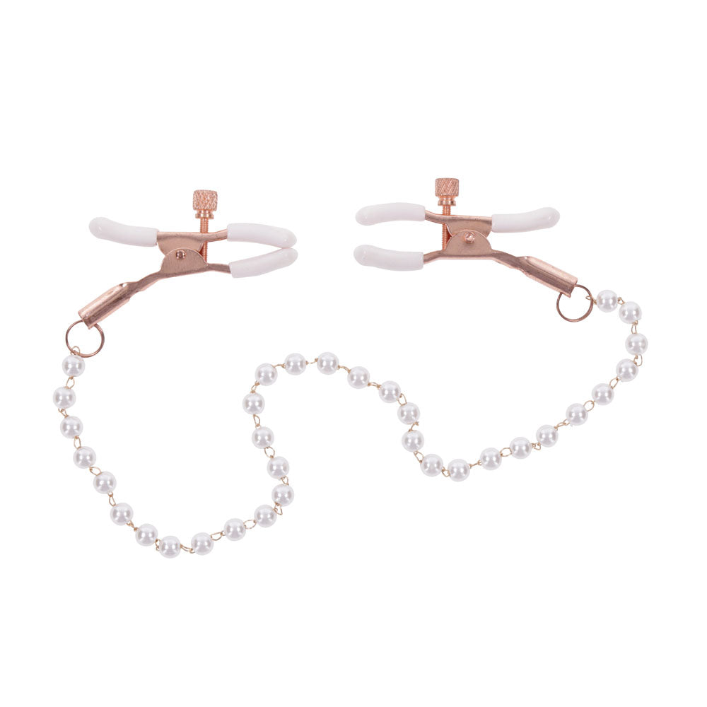 Sex & Mischief Peaches n CreaMe Pearl Nipple Clamps - Peach