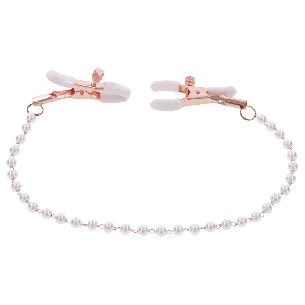 Sex & Mischief Peaches n CreaMe Pearl Nipple Clamps - Peach