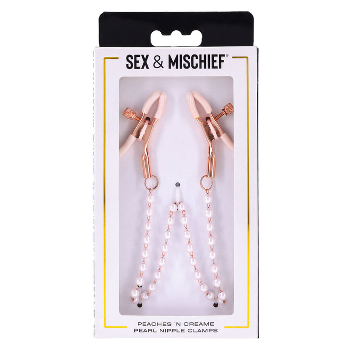 Sex & Mischief Peaches n CreaMe Pearl Nipple Clamps - Peach