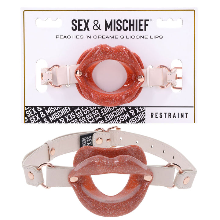 Sex & Mischief Peaches n CreaMe Silicone Lips Gag - Peach