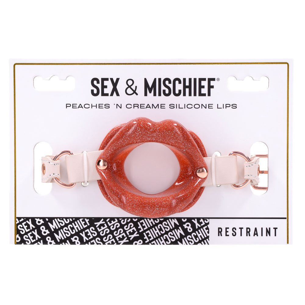 Sex & Mischief Peaches n CreaMe Silicone Lips Gag - Peach