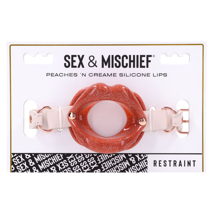 Sex & Mischief Peaches n CreaMe Silicone Lips Gag - Peach