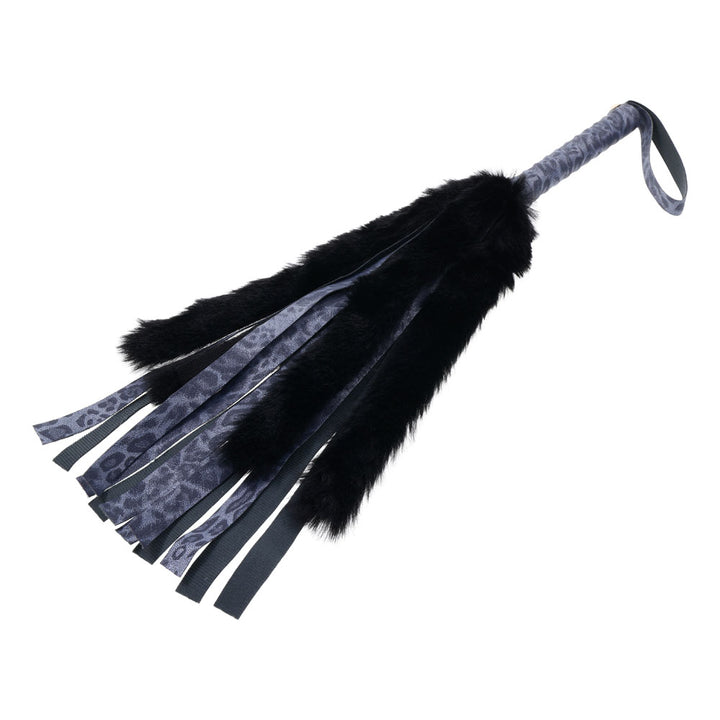 Sex & Mischief Cougar Faux Fur Flogger - Navy Blue/Black