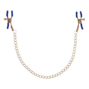 Sex & Mischief Cougar Chained Nipple Clamps - Gold