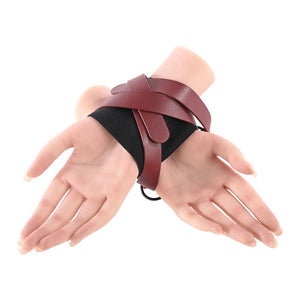 Sex & Mischief Exs & Ohs Cross Cuffs - Red/Black