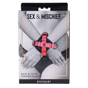 Sex & Mischief Exs & Ohs Cross Cuffs - Red/Black