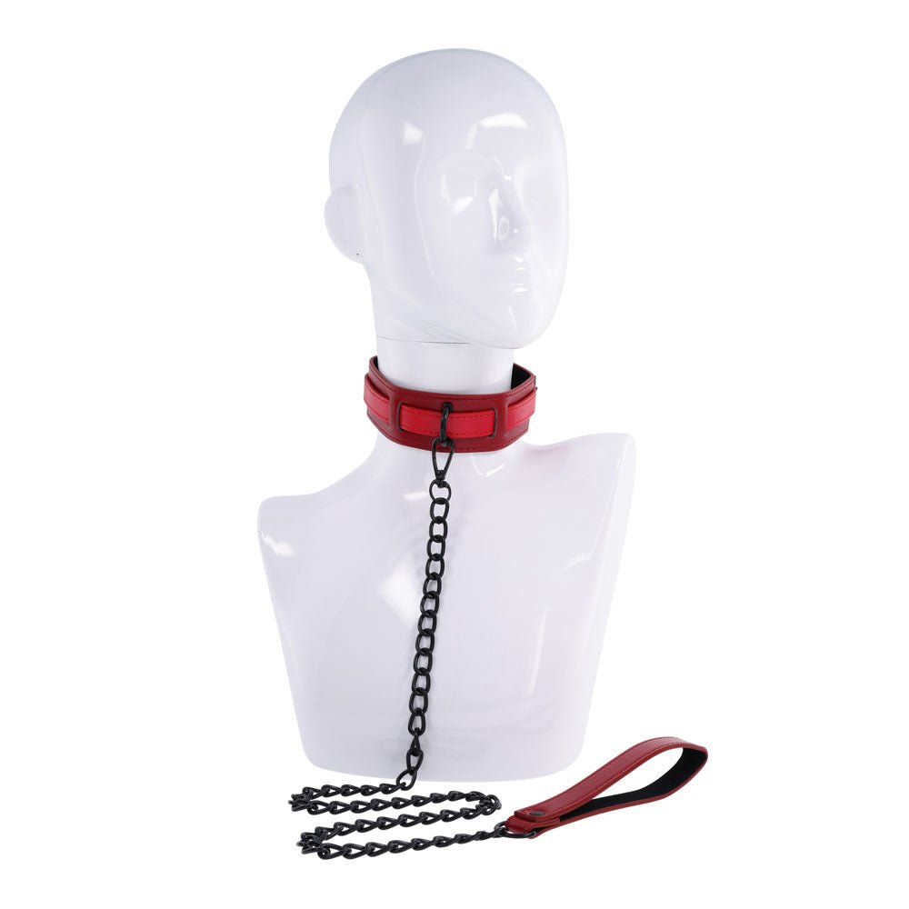 Sex & Mischief Exs & Ohs Collar and Leash - Red