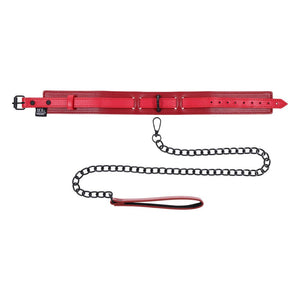 Sex & Mischief Exs & Ohs Collar and Leash - Red