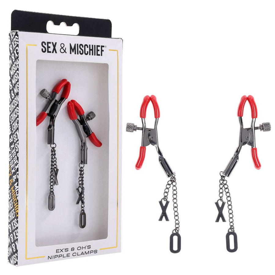 Sex & Mischief Exs & Ohs Nipple Clamps - Red