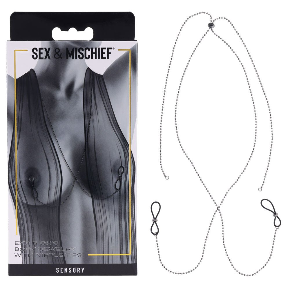 Sex & Mischief Exs & Ohs Body Jewelry with Nipple Ties