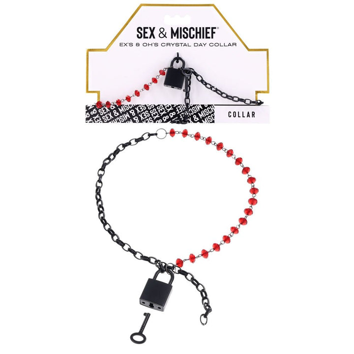 Sex & Mischief Exs & Ohs Crystal Day Collar - Red/Black