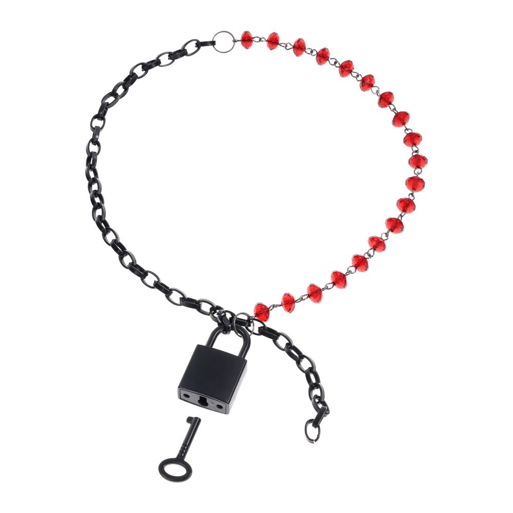 Sex & Mischief Exs & Ohs Crystal Day Collar - Red/Black