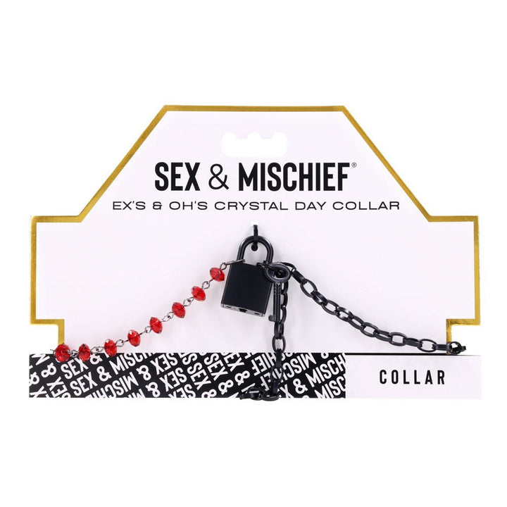 Sex & Mischief Exs & Ohs Crystal Day Collar - Red/Black