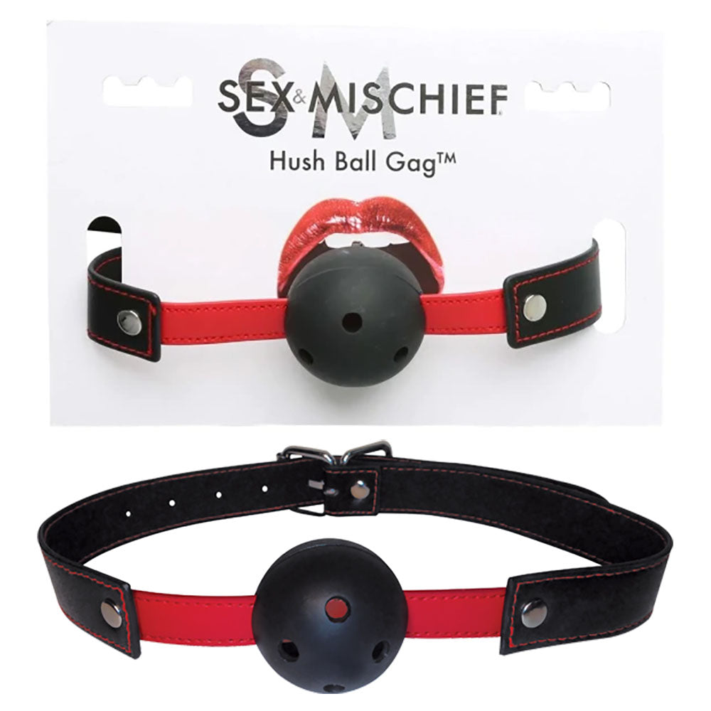 Sex & Mischief Hush Ball Gag - Red/Black