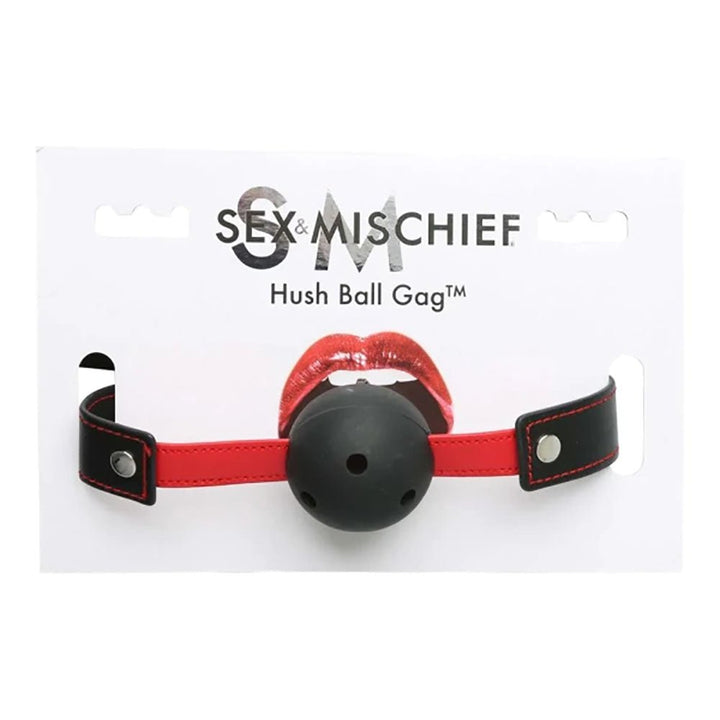 Sex & Mischief Hush Ball Gag - Red/Black