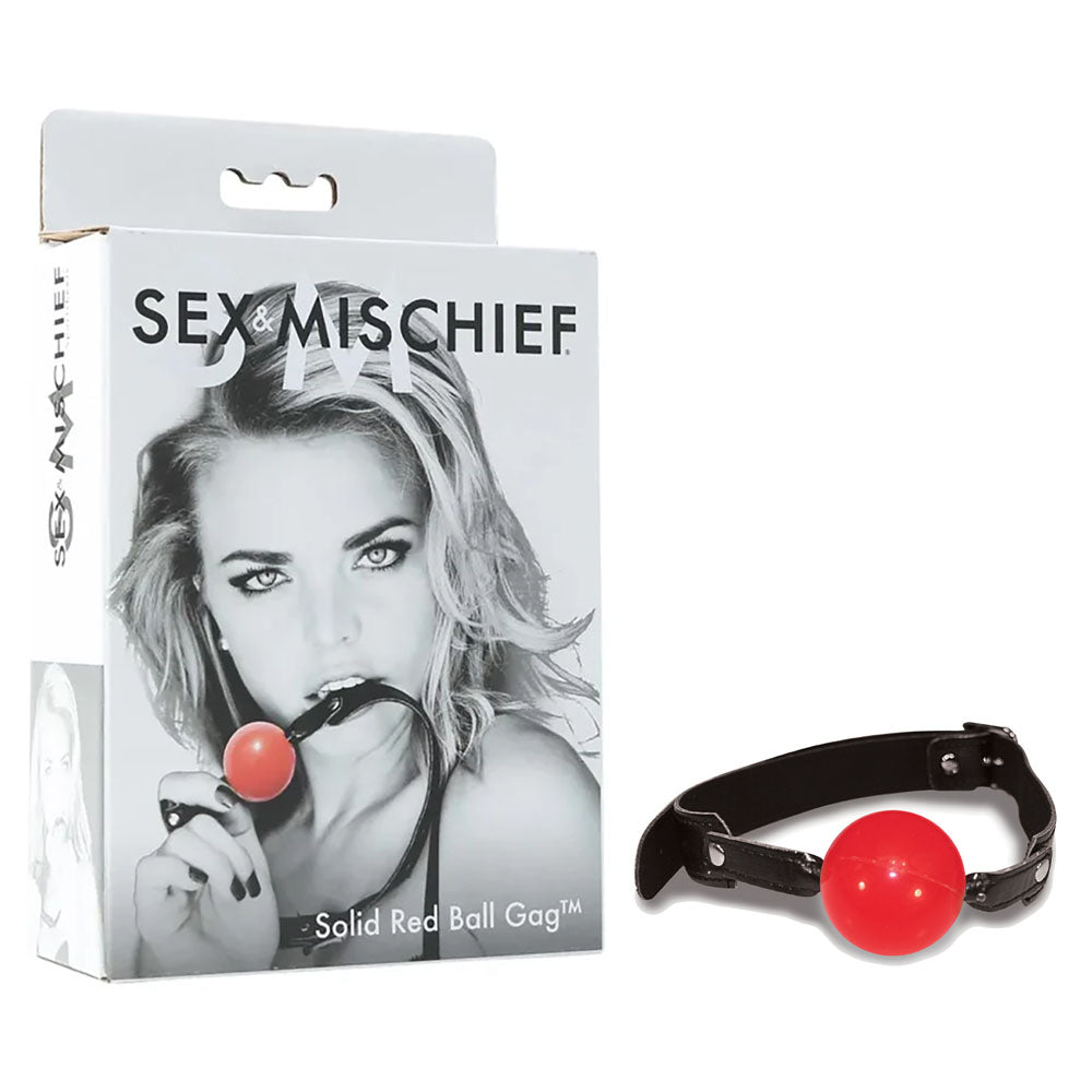 Sex & Mischief Solid Red Ball Gag - Red/Black