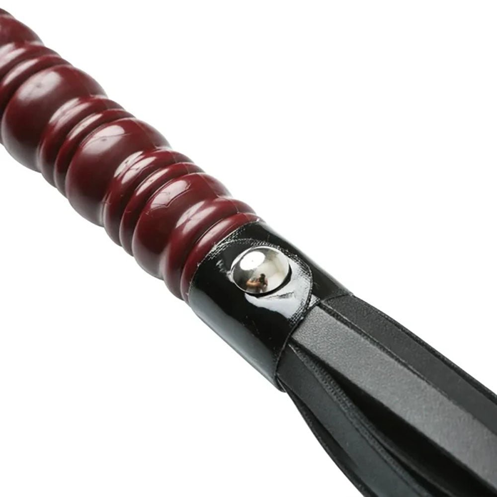 Sex & Mischief Mahogany Flogger with Wooden Handle - Black