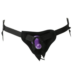 Sex & Mischief Strap-On & Silicone Dildo Kit - Black/Purple