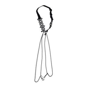 Sex & Mischief Lace Collar with Nipple Ties - Black