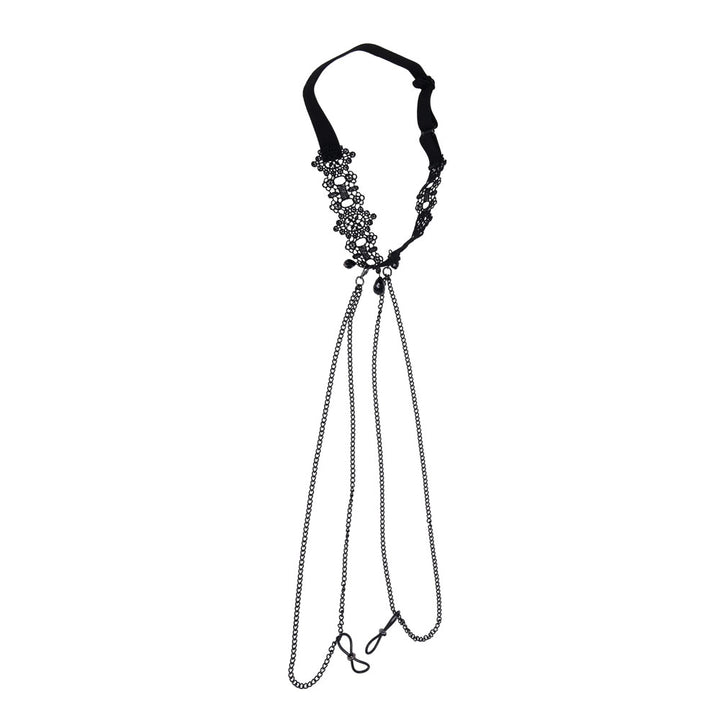 Sex & Mischief Lace Collar with Nipple Ties - Black