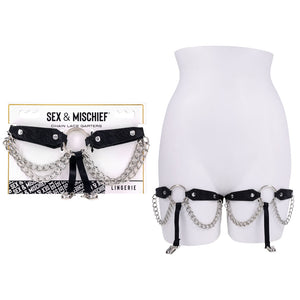 Sex & Mischief Chain Lace Garters - Black