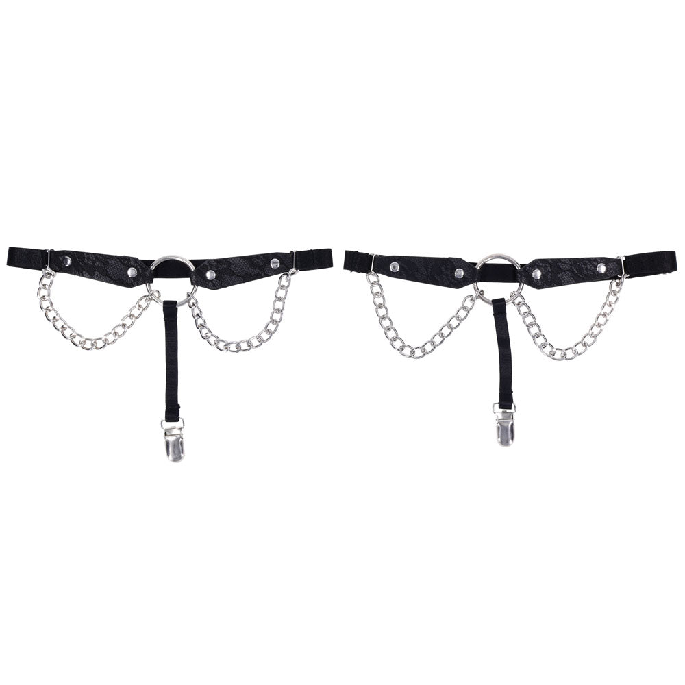 Sex & Mischief Chain Lace Garters - Black