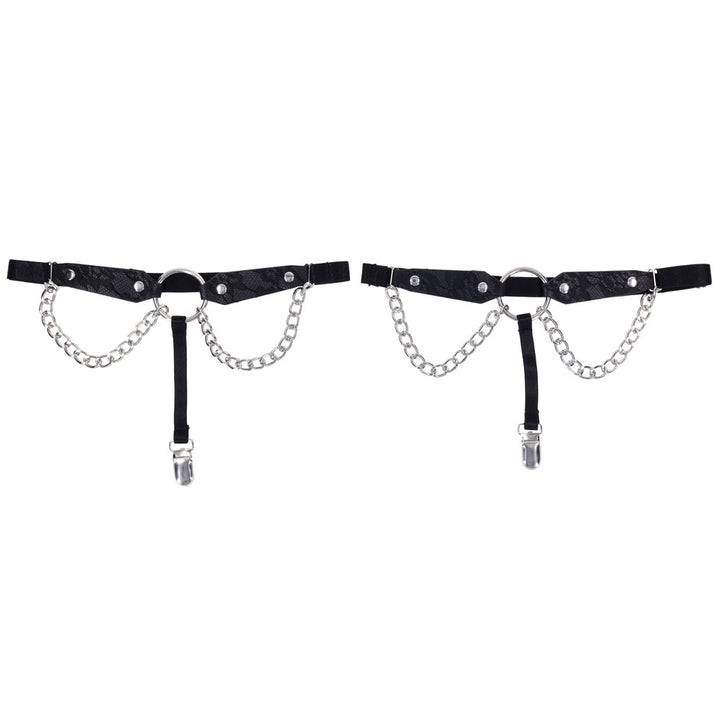 Sex & Mischief Chain Lace Garters - Black