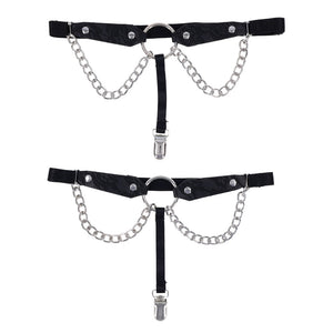 Sex & Mischief Chain Lace Garters - Black
