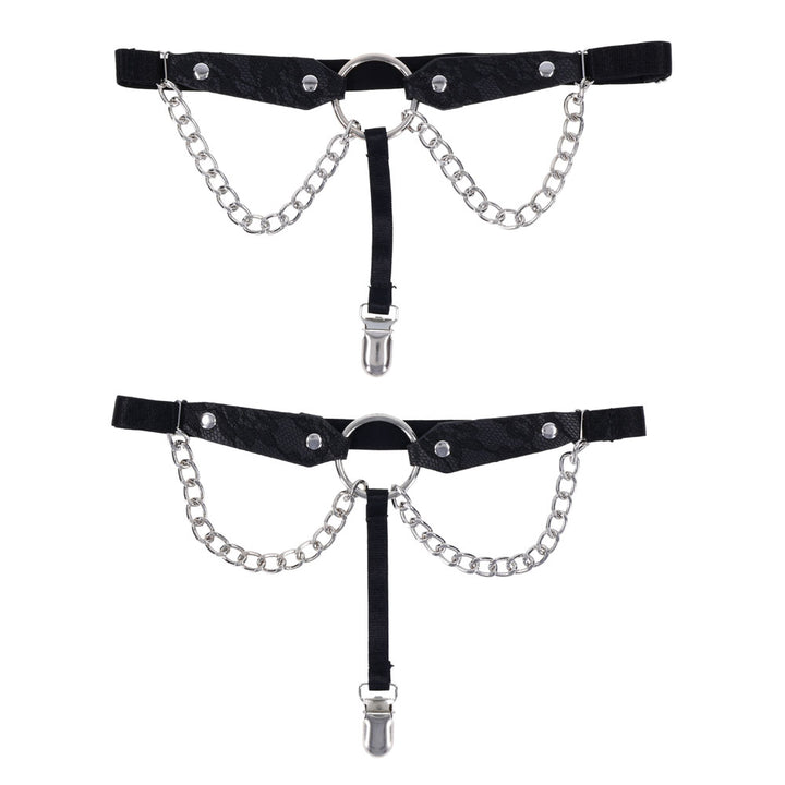 Sex & Mischief Chain Lace Garters - Black
