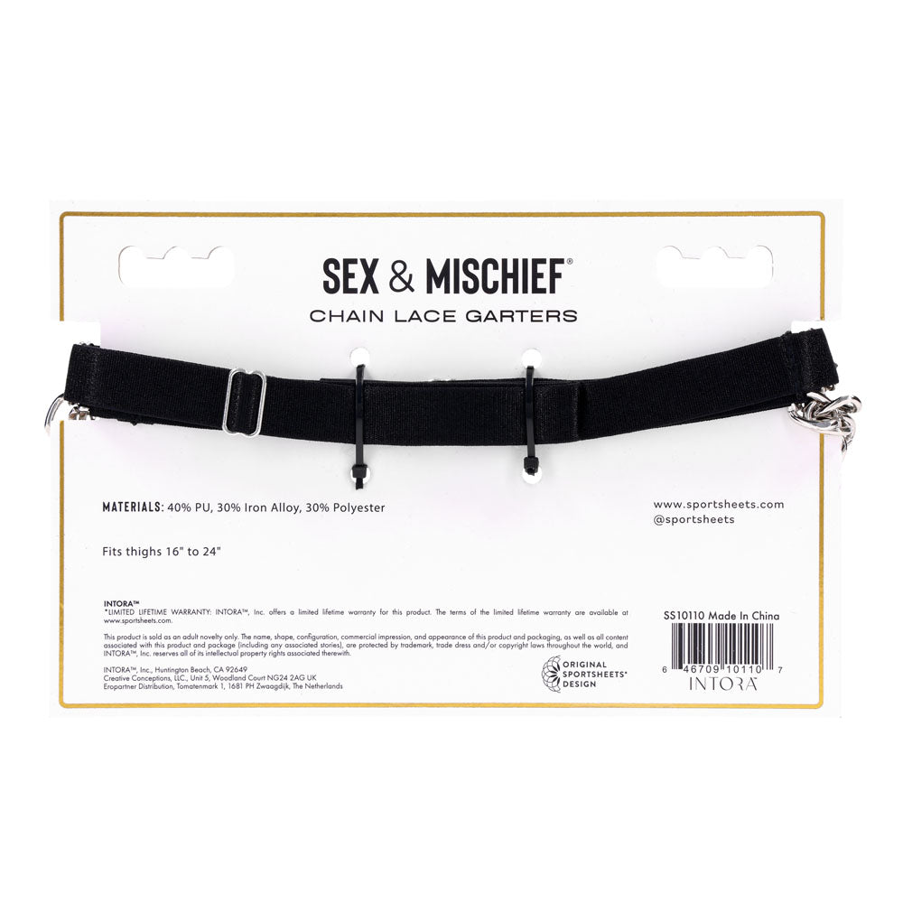 Sex & Mischief Chain Lace Garters - Black