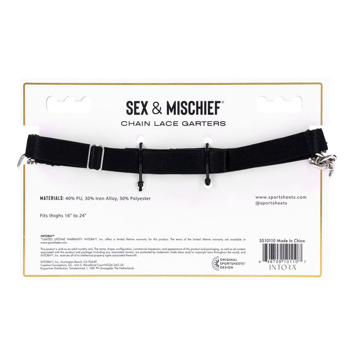 Sex & Mischief Chain Lace Garters - Black