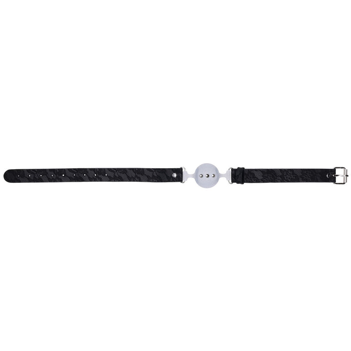 Sex & Mischief Lace Silicone Breathable Ball Gag - Black/Grey
