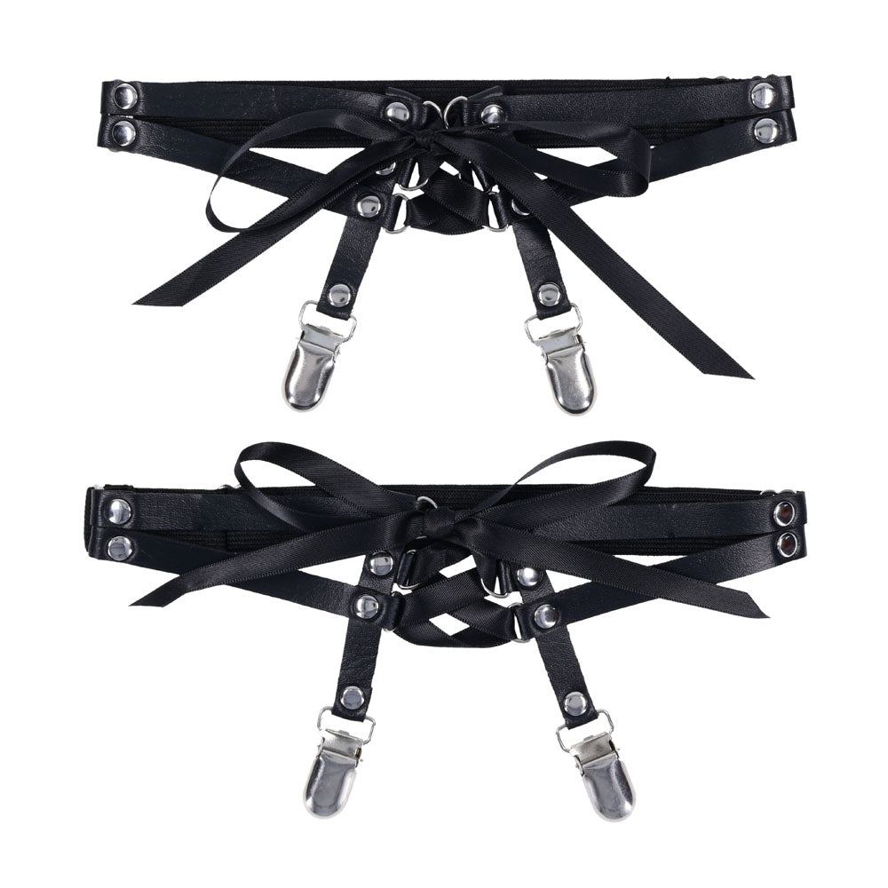 Sex & Mischief Laced Up Garters - Black