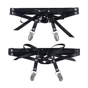 Sex & Mischief Laced Up Garters - Black