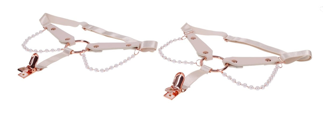Sex & Mischief Peaches n CreaMe Pearl Garters Set