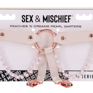 Sex & Mischief Peaches n CreaMe Pearl Garters Set
