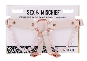Sex & Mischief Peaches n CreaMe Pearl Garters Set
