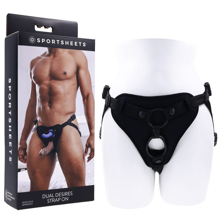 Sportsheets Dual Desires Strap On Harness - Black